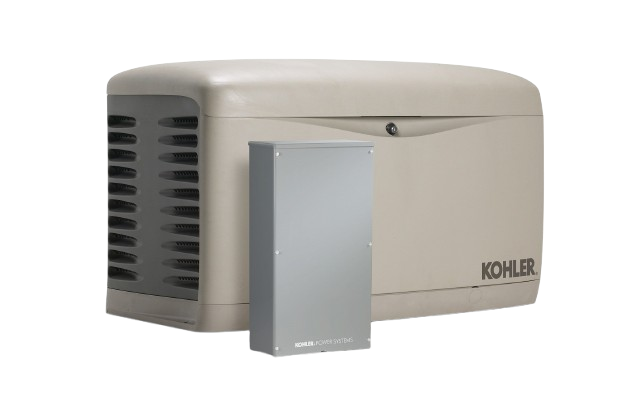 KOHLER_generator-removebg-preview Kohler home generator installed next to a residential building, featuring customizable generator options and camouflage patterns to blend seamlessly with the environment