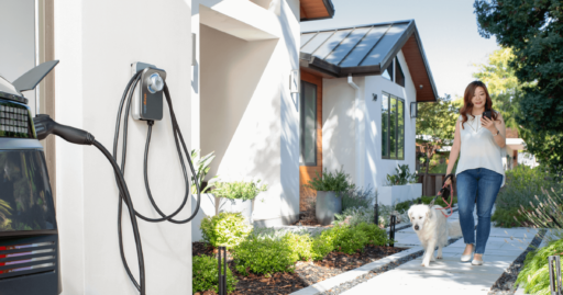 ChargePoint EV Charging Station mounted on a garage wall, installed with code compliant electrical wiring by a certified technician